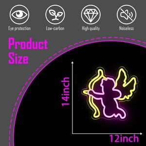 Cupid <span class=keywords><strong>Demon</strong></span> <span class=keywords><strong>Neon</strong></span> Sign Pink Yellow LED Wall Decor para niñas Dormitorio Boda Sala de estar para el Día de San Valentín Navidad Acrílico - Product Image 5