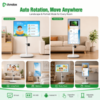 Téléviseur intelligent portable Android 14 de 43 pouces sur roulettes, écran mobile 4K UHD pour la maison, l'hôtel et l'appartement