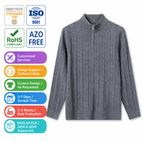 Pull personnalisé pour homme en maille torsadée avec col zippé, en nylon et coton, style RL, anti-rétrécissement, anti-plis, style preppy, tricot d'automne