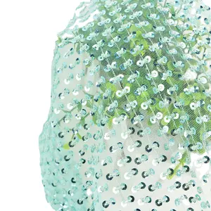 Nanyee Textile New Turquoise Aqua Beads Wedding Fabric With 亮片