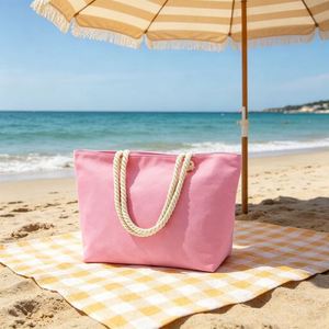 Custom Canvas <b>Beach</b> <b>Bag</b> <b>Large</b> Capacity Tote Shopping Handbag for Travel Summer Poolside Wholesale - Product Image 1