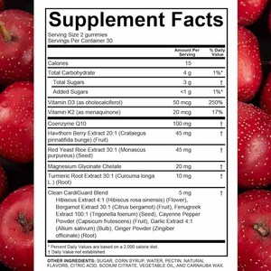 OEM tất cả-trong-một trái tim Hỗ trợ chế độ ăn uống bổ sung gummies-pha trộn của CoQ10, gạo men đỏ, táo gai berry, gừng, nghệ - Product Image 4