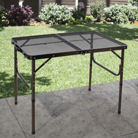 Table pliante portable en aluminium de 2 pieds pour cuisine de camping ou hôtel avec supports en maille légère et réglable en hauteur