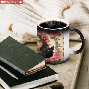 Mug fantaisie noir givré 11oz en céramique, tasse activée par la chaleur pour les magasins de détail - Product Image 3