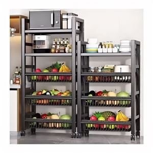 Étagère de cuisine mobile <span class=keywords><strong>à</strong></span> 3/4/5 niveaux, panier <span class=keywords><strong>à</strong></span> légumes et fruits sur pied, support de rangement de cuisine domestique mobile - Product Image 6