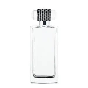 Botella de Perfume de vidrio esmerilado, espray transparente, Rectangular, alta calidad, 15ml, 30ml, 50ml, 100ml