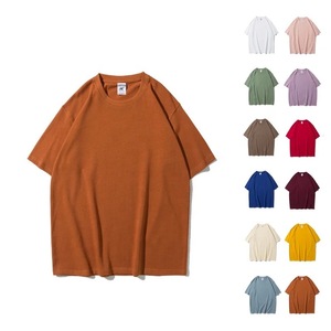 <span class=keywords><strong>Camiseta</strong></span> de manga corta de algodón pesado con cuello redondo de 280G para hombres y mujeres, <span class=keywords><strong>camiseta</strong></span> de base de tarjeta de moda holgada de media manga de algodón blanco puro para parejas - Product Image 2