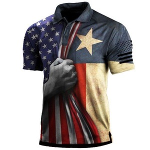 เสื้อโปโลแขนสั้นสีดำลายบล็อกสี รุ่น DF131 PL04 ขายดี พร้อมแผ่นปะลายธงชาติอเมริกันที่แขนเสื้อ สวมใส่สบายทุกฤดู ขายส่ง - Product Image 5