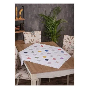 Cottoncloth <b>White</b> Printed Patchwork Nonwoven Coffee <b>Table</b> <b>Cover</b> for Wedding Parties and Dining <b>Tables</b> (Hotels) - Product Image 1