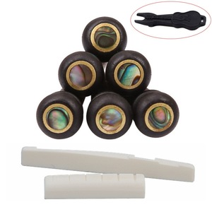 Guitarra Acústica de 6 Cuerdas con Diapasón de Hueso de Buey, Incrustaciones de Nácar, Púas de Puente de Ébano, Pestillo de Hueso y Tirador de Trastes - Product Image 2