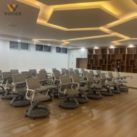 Chaise de formation moderne pliable en plastique, pivotante à 360 degrés, durable et mobile, pour étudiants, vente en gros d'usine