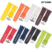 Sustituto Royal Oak AP Correa de reloj Muescas Fluorororubber Correa de reloj Accesorio 27 28 30mm Grano de cabeza Correa de reloj