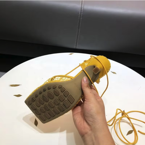 Sandalias de tacón de diseñador, zapatos casuales para mujer, calzado de moda, sandalias de punta cuadrada, elegantes sandalias de verano con tacón para mujer - Product Image 5