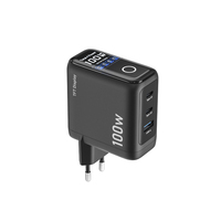 Chargeur mural USB C GaN 100W avec prise EU, 3 ports PD3.0, charge rapide avec affichage intelligent et contrôle tactile pour ordinateurs portables, smartphones