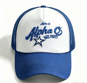 Casquette de camionneur en maille bleue et blanche brodée sur mesure pour hommes et femmes, casquette de baseball ajustable à fermeture snapback, casquette de protection - Product Image 1