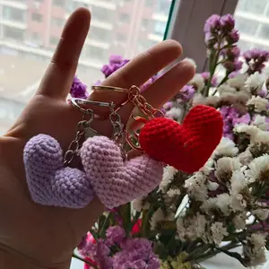 Neue Mode Makramee Herz handgefertigtes Häkeln Liebe Paare Geschenk Telefon Tasche Zubehör Anhänger gestrickter Schlüsselanhänger