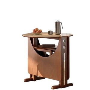 Mesa de comedor ovalada plegable de madera maciza con estructura de soporte para comedor - Product Image 4