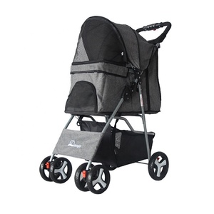 <span class=keywords><strong>Poussette</strong></span> <span class=keywords><strong>de</strong></span> voyage pliable <span class=keywords><strong>de</strong></span> luxe à 4 roues pour chat et chien, chariot <span class=keywords><strong>de</strong></span> promenade pour animaux <span class=keywords><strong>de</strong></span> compagnie avec porte-bébé détachable - Product Image 1