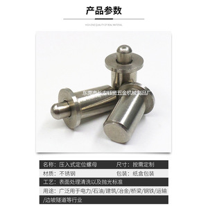 Spring-loaded Cylindrical <b>Head</b> <b>Screw</b> Stainless Steel Metric No Thread <b>Round</b> <b>Head</b> Multi-position Plunger For Standard Use - Product Image 3