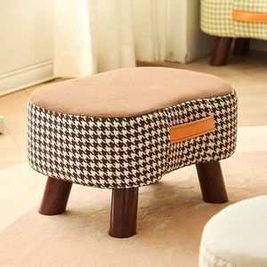 Solid <b>Wood</b> <b>Stool</b> Upholstered Ottoman With Handle For Living Room Home Use - Product Image 4