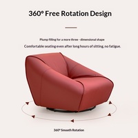 Fauteuil pivotant en cuir véritable de style italien, fauteuil simple pour balcon, salon, mobilier moderne et subtil pour la maison