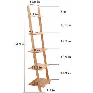 Bamboo <b>Wall</b> Ladder <b>Shelf</b> 64.9 In H <b>Wall</b> <b>Mounted</b> Storage Rack For Living Room Durable Invisible Bookshelf - Product Image 1