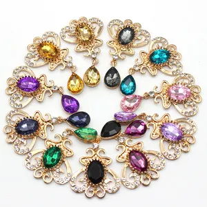Crystal Rhinestone Water Drop Shape Brooch Flatback Lapel Pins for Wedding Bouquet Fashion Jewelry Accessory