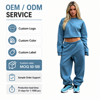 Ensemble de loungewear deux pièces décontracté avec logo personnalisé, t-shirt à manches longues patchwork vintage color block et pantalon pliable, détail nœud pour l'automne