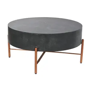 Table basse en bois de manguier et métal 90x90x45 cm Noir - Product Image 4