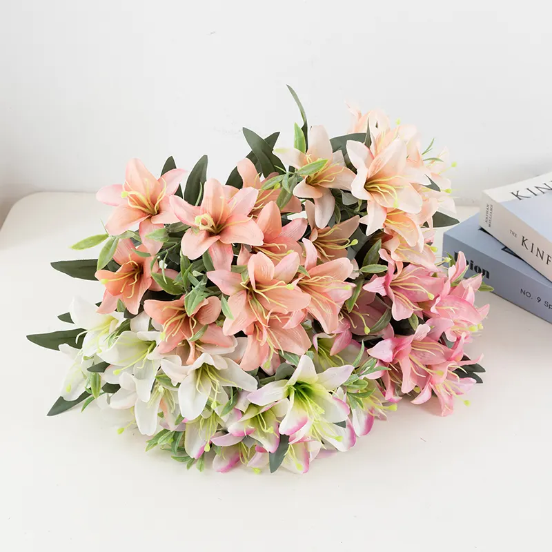 Aritificial Flower Home decoration put flowers wholesale wedding landscape fake flowers artificial 10 lilies