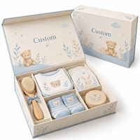 Boîte cadeau personnalisée pour nouveau-né, boîte en papier rigide à fermeture magnétique pliable rose pour emballage de souvenirs de baby shower