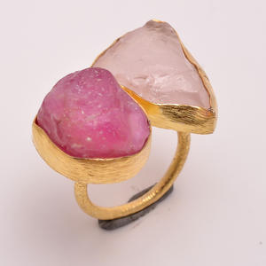 Anillo de Plata de Ley 925 hecho a mano con citrino natural, piedra preciosa turquesa, bisel patado en oro, incrustaciones, joyería única - Product Image 5