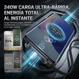 Cable USB Tipo C a C ELE-GATE de 2 Metros y 240W con Carga Rápida y Soporte Plegable - Product Image 1