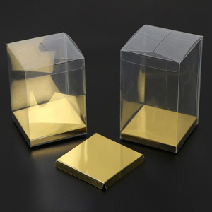 Hộp nhựa Quà tặng đám cưới kẹo vuông <span class=keywords><strong>PET</strong></span> trong suốt Cube Hộp sô cô la PVC nhựa rõ ràng <span class=keywords><strong>box</strong></span> với Vàng thẻ giấy - Product Image 1