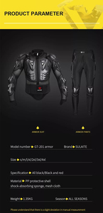 Chaqueta de Motociclismo Negra/Roja, Chaqueta de Motocross con Protección Completa para el Cuerpo, Protección para el Pecho, Chaqueta Protectora para Motociclistas - Product Image 3