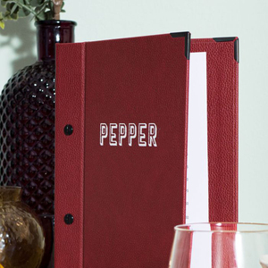 Cubierta de Menú de Cuero para Restaurante, Color Rojo, Tamaño A4, con Logotipo Personalizado, Porta Menús - Product Image 5