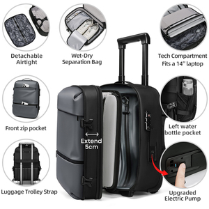 Sac à <span class=keywords><strong>dos</strong></span> de voyage professionnel extensible 30L indispensable pour homme avec compartiment sec/humide, antivol et compartiment portable pour ordinateur portable - Product Image 3