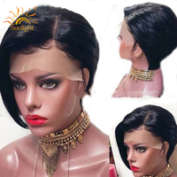 Perruque avec lacet frontal 13x4 Full Hd Perruque Coupe Pixie Perruques courtes brésiliennes Perruques avec lacet frontal en cheveux humains pour femmes noires Vente en gros