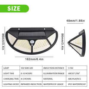 Applique murale solaire avec détecteur de mouvement PIR, étanche IP65, éclairage d'extérieur, idéal pour un jardin, un couloir, une cour ou un sentier - Product Image 6