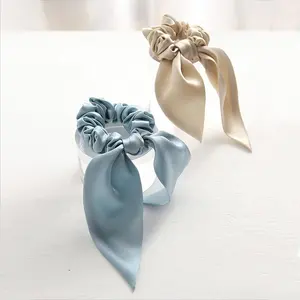 रेशम उच्च गुणवत्ता रेशम धनुष टाई के साथ 2.5cm Scrunchies के साथ Scrunchies रेशम Charmeuse