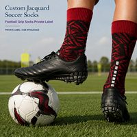 Chaussettes de football en jacquard pour la vente au détail, avec emballage personnalisé, pour la fourniture aux détaillants sportifs.