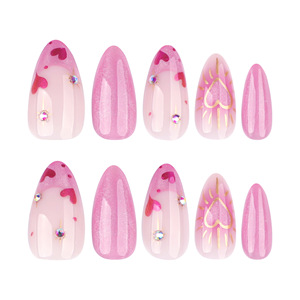Pedido caliente de fábrica medio personalizado al por mayor palo en las <span class=keywords><strong>uñas</strong></span> francés diamantes de imitación amor <span class=keywords><strong>uñas</strong></span> postizas prensa en las <span class=keywords><strong>uñas</strong></span> de diseño - Product Image 4