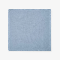 Serviettes de table carrées modernes en lin, bleu ciel mat et bleu clair, à franges, lavables, couleur personnalisée, douces, pour café, restaurant, vente en gros