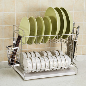 Japanese Style Draining Dish Rack 304 Stainless Steel With Tray Quick Dry Multipurpose Kitchen Storage Square Shape - Product Image 1