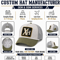 Casquette Trucker personnalisée 5 panneaux en coton et maille beige et verte avec broderie de lettres en corde, patch OEM ODM, visière incurvée, style vintage décontracté pour l'extérieur
