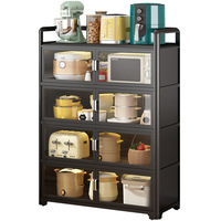 Nouvelle annonce multi-fonctionnel anti-poussière vaisselle armoire cuisine à plusieurs niveaux four à micro-ondes support de rangement avec porte en PVC