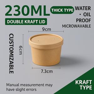 Boîte à emporter pour soupe écologique étanche ronde avec couvercle bol en papier boîte à lunch épaissie jetable Kraft papier tasse boîte d'emballage - Product Image 6