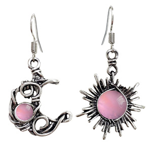 Orecchini Asimmetrici Sole Luna da Donna, Gioielli Vintage Celesti alla Moda - Product Image 5