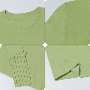 Wholesale Women Pullover <b>Sweater</b> Casual Trendy Autumn Crew Neck Knitted Tops Pleated <b>Skirts</b> Two Piece Set - Product Image 6