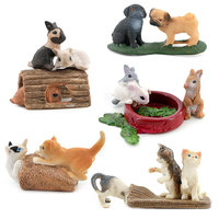 Grenzüberschreitende Simulations-PVC-Tiermodell-Ornamente: Kleine Shar-Pei-Hunde, Katzen und Hasen – Verspielte Tierfiguren für die Muttertagsdekoration